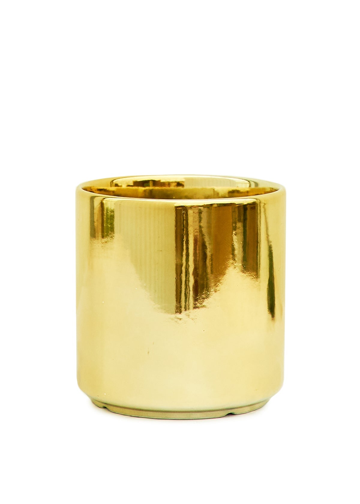 Cylindrical Ceramic Planter, Gold 5" Wide - SunSwill Plant Shop